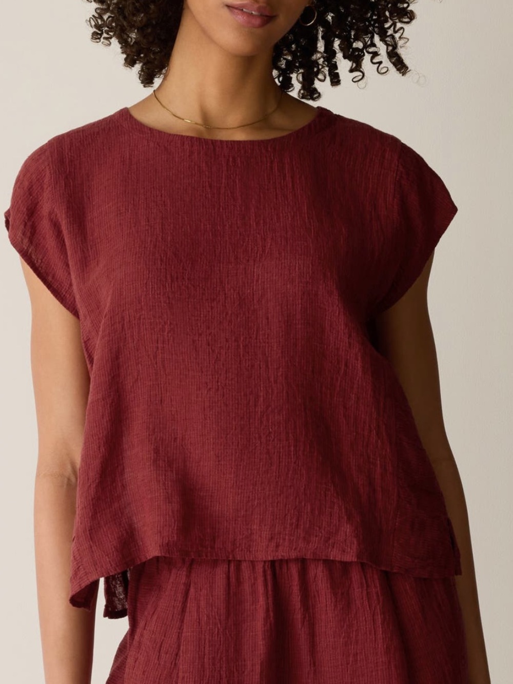 Eileen Fisher Organic Linen Square Neck Top